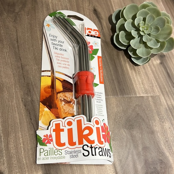 🎁4/$25 - 🆕 JOIE 8-piece Stainless Tiki Straws - Picture 1 of 3
